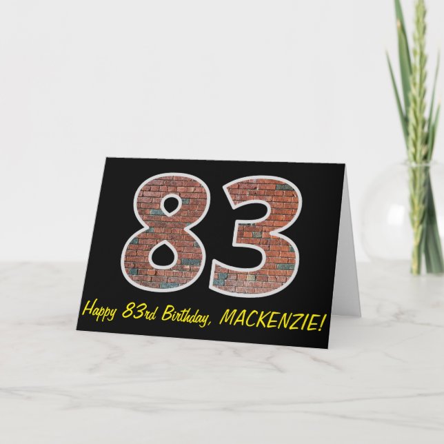 83:e födelsedagen - Brickmuren Mönster "83" w/ Nam Kort (Framsida)