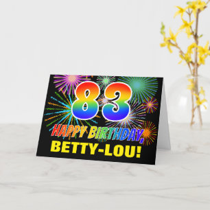 83:e födelsedagen: Fet, Roligt, Fireworks, Regnbåg Kort