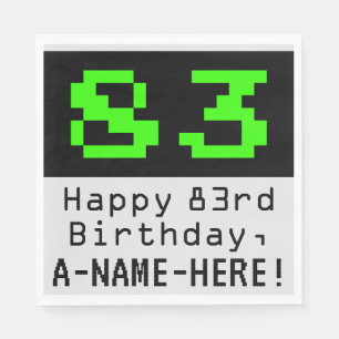 83:e födelsedagen - Nerdy/Geeky Stil "83" och Namn Pappersservett
