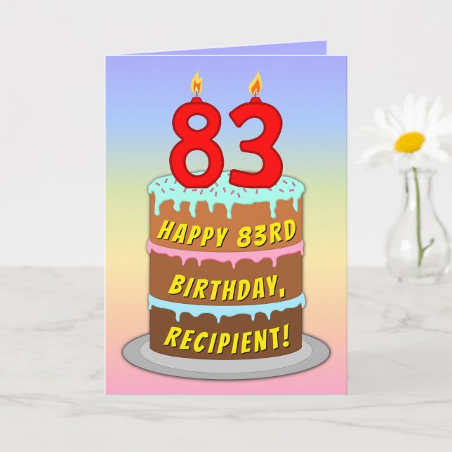 83:e födelsedagen - Roligt Cake & Candles, med ege Kort (Liten växt)