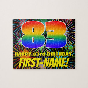 83:e födelsedagen: Roligt, färgstarka brinnande fy Pussel