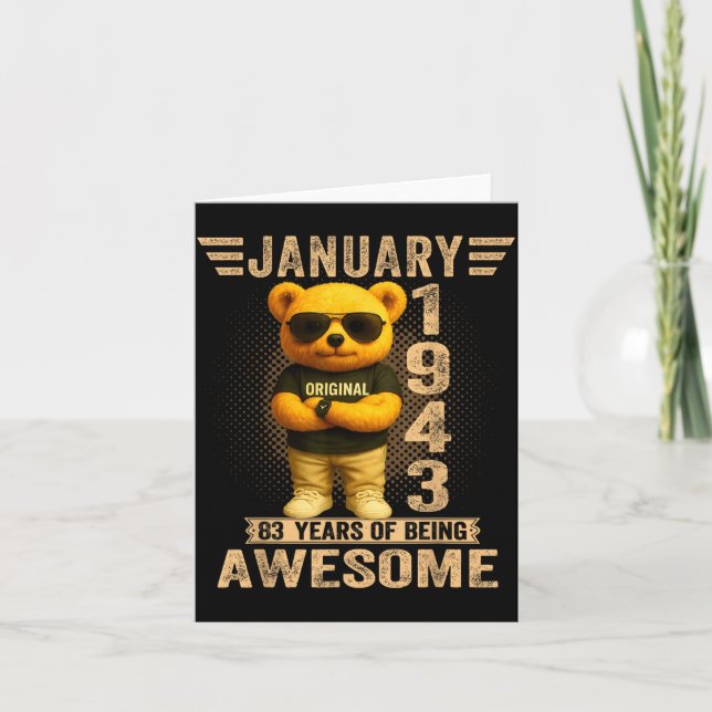 83 Year Old January 1943 Teddy Bear 83rd Birthday  Kort (Framsida)