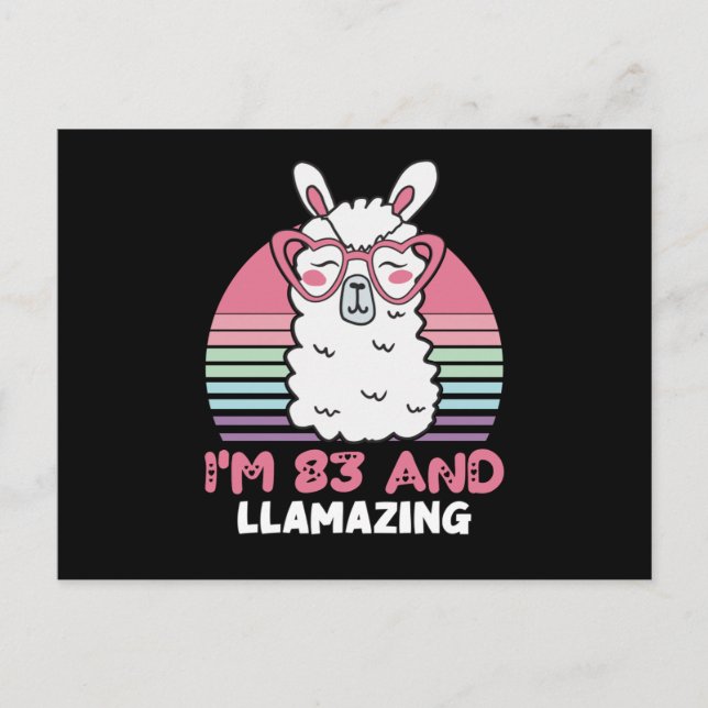 83rd Birthday Llamazing Llama 83 Year Old Birthday Vykort (Framsida)