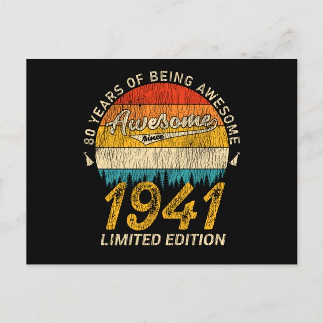 84 år gammal 1941 Retro Awesome 84-årspresent Vykort (Framsida)