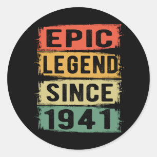 84 år gammal dag 1941 Epic legend 84:e födelsedage Runt Klistermärke