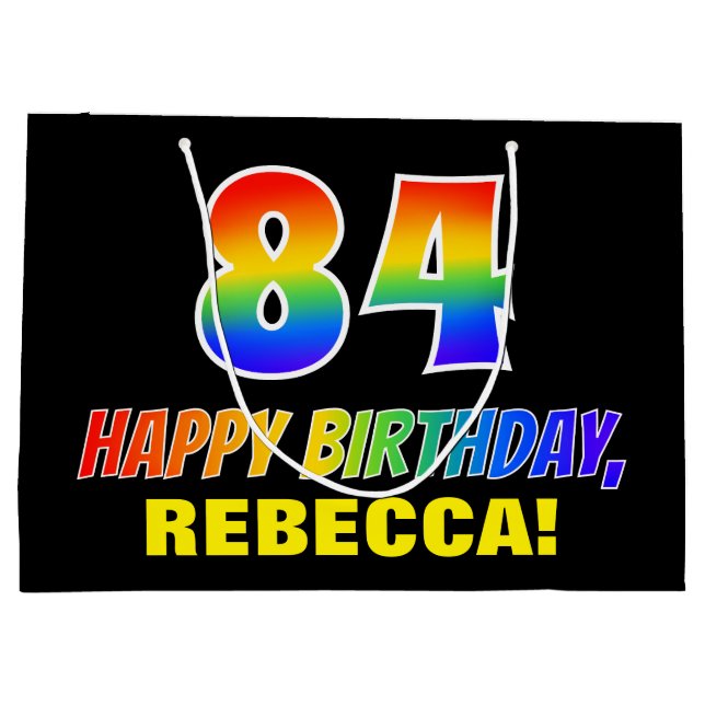 84:e födelsedag: fetstil, Roligt, enkel, regnbåge  (Baksidan)