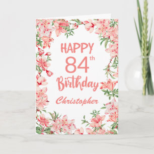84:e födelsedag Rosa Peach Peonies Watercolor Blom Kort