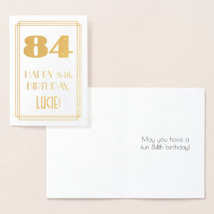 84:e födelsedagen: Art Deco Inspired Titta "84" oc Folierat Kort