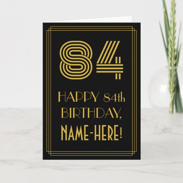 84:e födelsedagen: Art Deco Inspired Titta "84" oc Kort (Framsida)