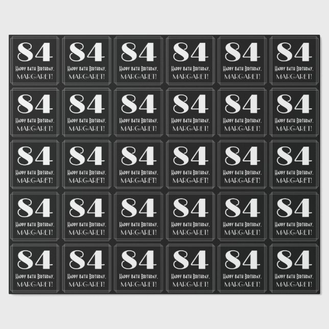 84:e födelsedagen - Art Deco Inspired Titta "84",  Presentpapper (Seam)