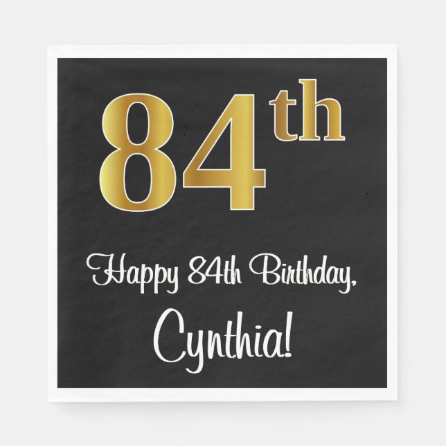 84:e födelsedagen ~ Elegant Luxurious Faux Guld Ti Pappersservett (Framsidan)