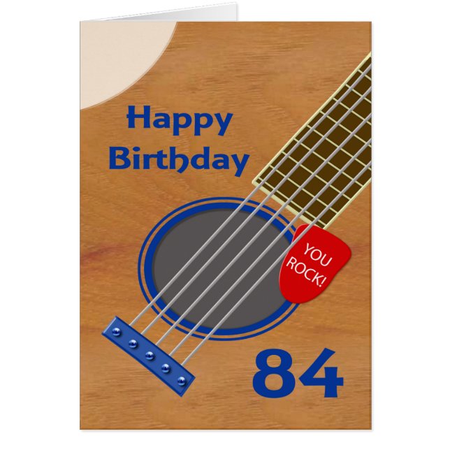 84:e födelsedagen Guitar Player Birthday Hälsningskort (Framsidan)