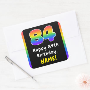 84:e födelsedagen: Rainbow Spectrum nr 84, Anpassa Fyrkantigt Klistermärke