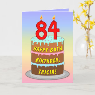 84:e födelsedagen - Roligt Cake & Candles, med ege Kort