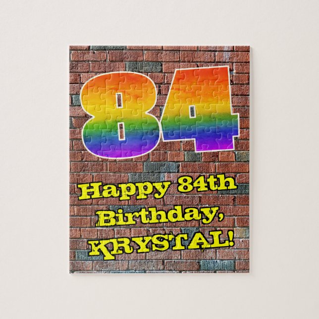 84:e födelsedagen: Roligt Graffiti-Inspired Rainbo Pussel (Vertikal)