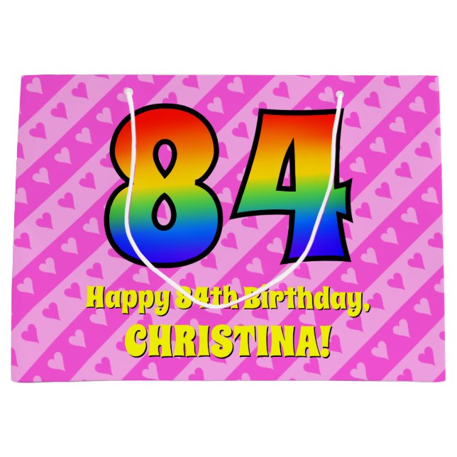 84:e födelsedagen: Rosa Rand & Hearts, regnbåge nr (Framsidan)