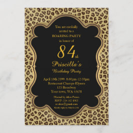 84:e,Födelsedagsfest 84:e,Cheetah, Black & Guld Inbjudningar