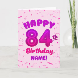 84th Balloon Number Custom Name Birthday Card Kort