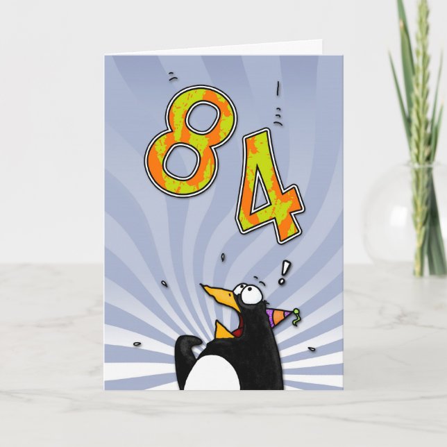 84th födelsedag - pingvinöverrrakningkort kort (Framsida)