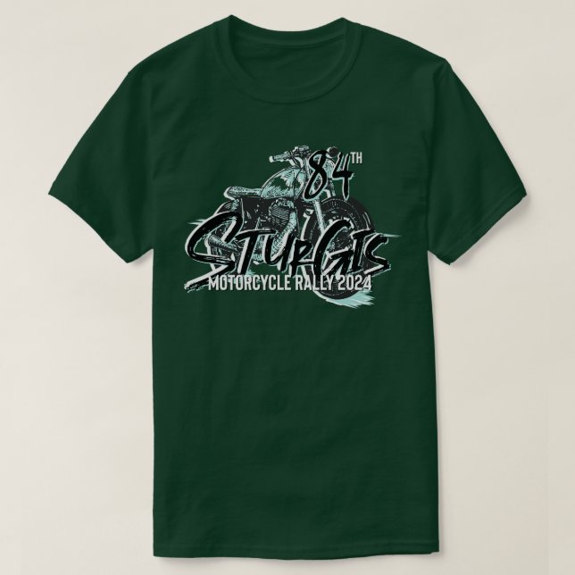 84th Sturgis Motorcycle rally teal och grått 2024 T Shirt (Design framsida)