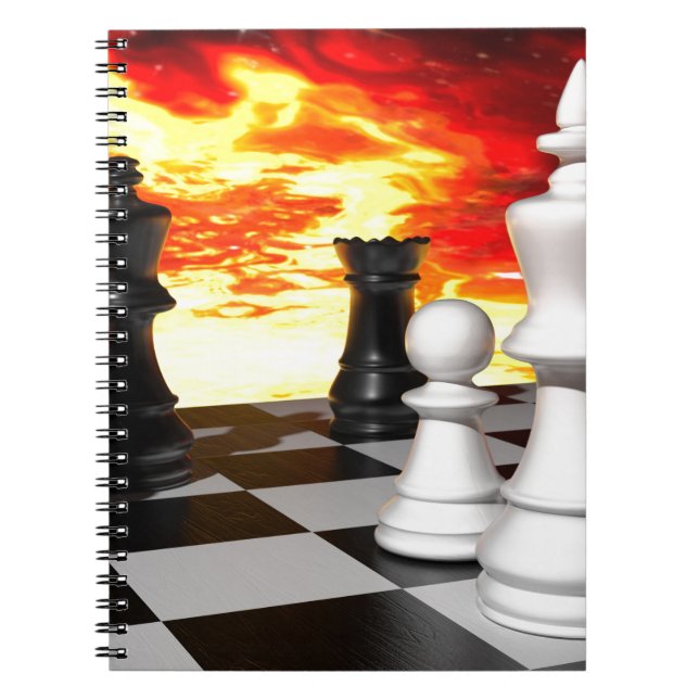 - 851253 FUTURISTISKA CHESS GAME BRANDBAKGRUND WAL ANTECKNINGSBOK (Framsidan)