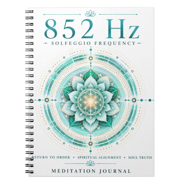 852 Hz Solfeggio Frekvens Anteckningsbok – Andlig  (Framsidan)