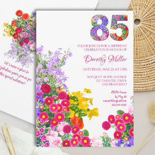 85 år Elegant trädgårdsblomma – 85-årsdag Inbjudningar