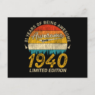 85 År Gammal 1940 Retro Awesome 85-årspresent Vykort