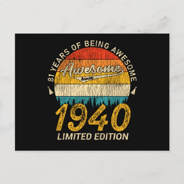 85 År Gammal 1940 Retro Awesome 85-årspresent Vykort (Framsida)