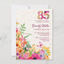 85 års Blommor Blommigt Linen 85:e födelsedagen