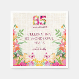 85 års Blommor Blommigt Linen 85:e födelsedagen Pappersservett