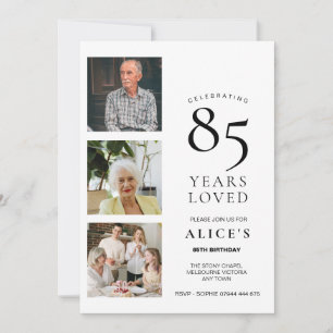 85-års födelsedagsinbjudan med foto, elegant enkel inbjudningar
