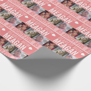 85-årsdag, 3 foton korallfärgad orange vit presentpapper