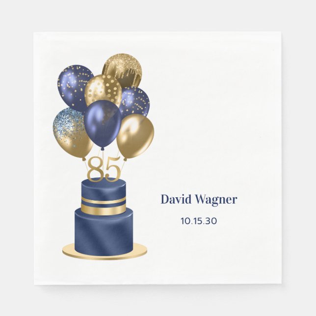 85-årsdag Navy Blue Tårta Pappersservett (Framsidan)