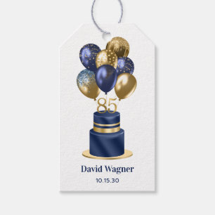 85-årsdag Navy Blue Tårta Presentetikett