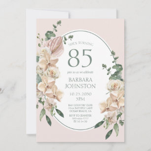 85-årsdag Tropisk Blomma Inbjudningar