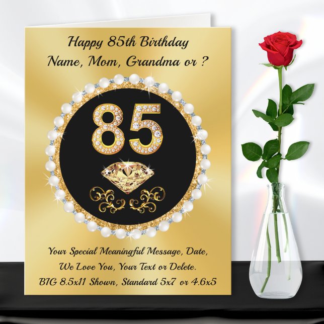 85-årsdagskort Kvinna, Mor, Mormor, Kort (85th birthday card for mum, grandma, mom, her. 85th birthday cards female. 85th birthday ideas mom.)