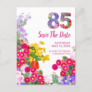 85-årsfirande Blommig Modern Spara Datum Meddelande Vykort