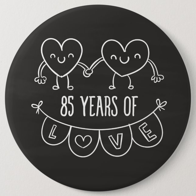 85-årsjubiléet Gift Chalk Hearts Knapp (Framsida)