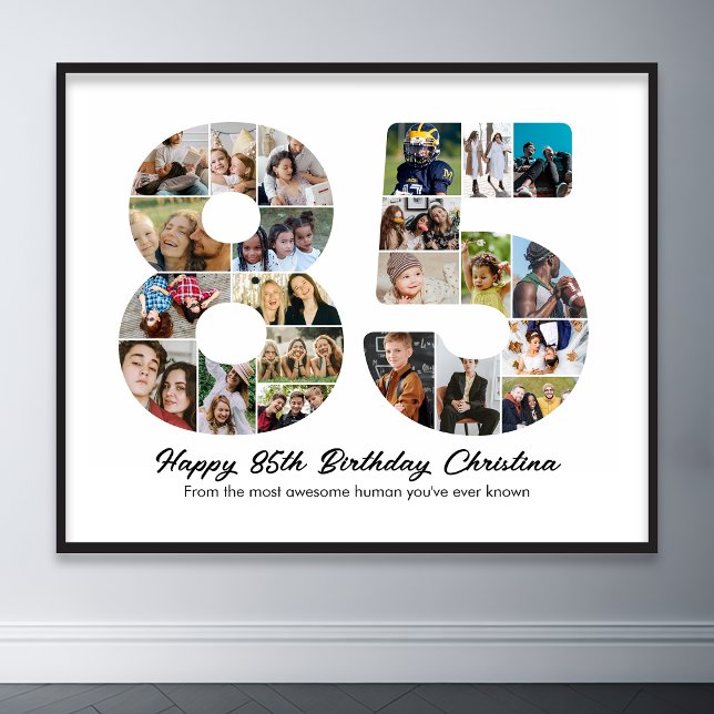 85:e födelsedag 85 fotokollage-årsdag poster (85th birthday number 85 photo collage poster wall art)