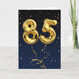 85:e födelsedag Guld Mylar Balloon and Confetti Ca Kort