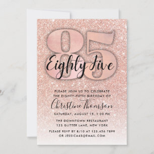 85:e födelsedag i ro Guld Glitter Inbjudningar