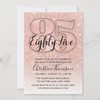 85:e födelsedag i ro Guld Glitter Inbjudningar