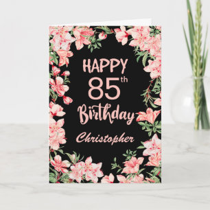 85:e födelsedag Rosa Peach Watercolor Blommigt Bla Kort