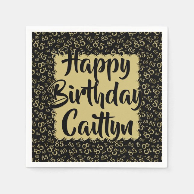 85:e födelsedag slumpmässigt nummer Mönster Guld/s Pappersservett (Framsidan)