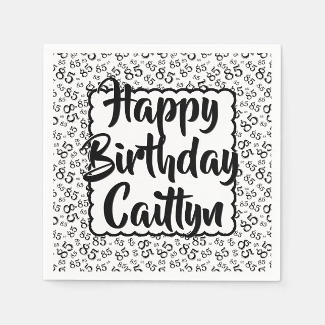 85:e födelsedag Slumpnummer Mönster Scallop Black Pappersservett (Framsidan)