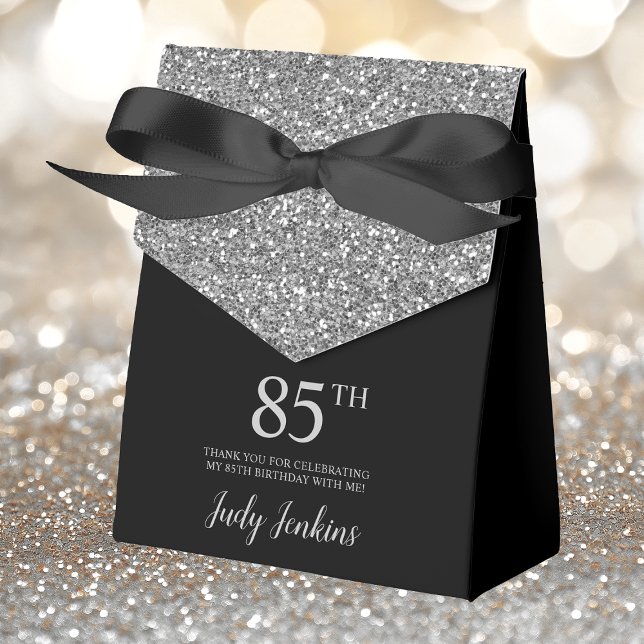 85:e födelsedag Svarta Silver Glitter Tack Presentaskar (Skapare uppladdad)