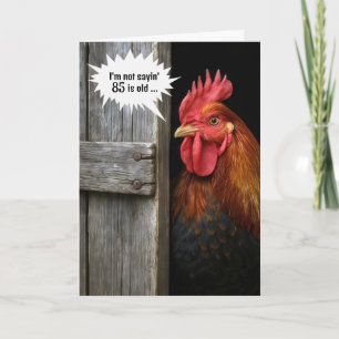 85:e födelsedag Tupp Peeking runt Barn Door Kort