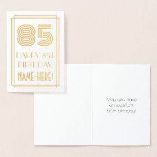 85:e födelsedagen - Art Deco Inspired Titta "85" o Folierat Kort