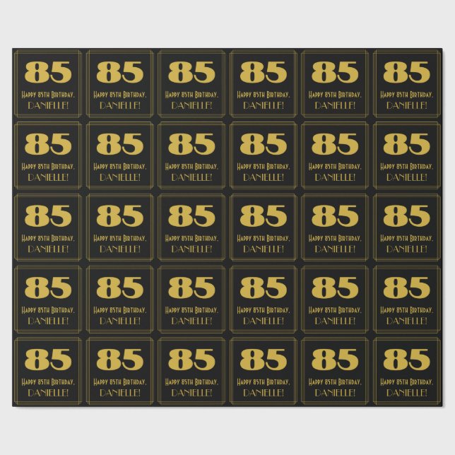85:e födelsedagen - Art Deco Inspired Titta "85" o Presentpapper (Seam)